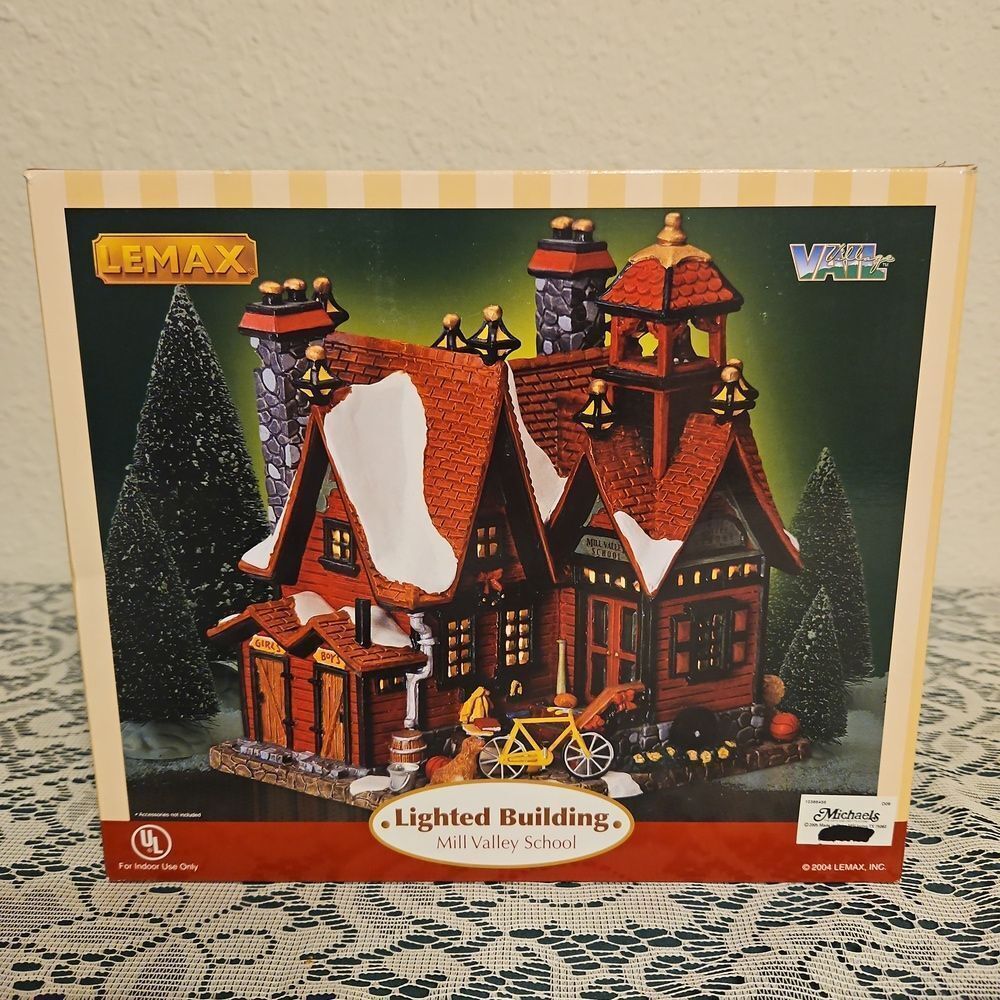 Lemax Mill Valley School Lighted Building Holiday Village Decor